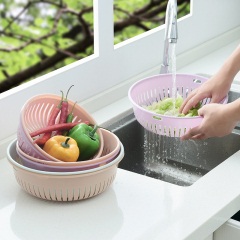 1家用洗菜篮水果清洗盆沥水篮塑料筛子大号镂空菜筛厨房用品菜篮子