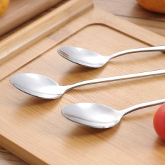 1韩式不锈钢长柄勺子家用创意加厚汤勺儿童咖啡勺调羹勺长柄小勺子