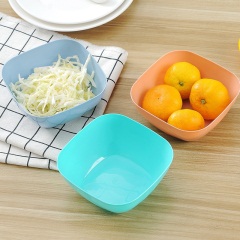 1家用创意方形麦秆沙拉碗儿童饭碗汤碗泡面碗客厅茶几糖果盘水果盘