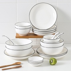 6家用陶瓷碗碟勺子套装吃饭碗盘子菜盘面碗汤碗泡面碗大号碗盘餐具