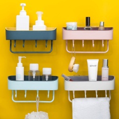 6卫生间置物架壁挂洗手间洗漱台浴室毛巾架吸壁式双层免打孔收纳架