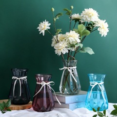 6透明玻璃花瓶水培富贵竹百合条纹花瓶家用客厅插花摆件创意插花瓶
