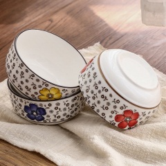 6日式釉下彩陶瓷碗家用吃饭陶瓷汤碗大碗面碗汤碗学生泡面碗米饭碗