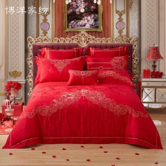 博洋家纺百子被四件套婚庆床上用品婚房新婚大红红色结婚四件套