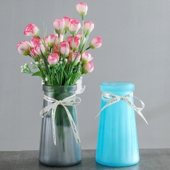 6A磨砂花瓶欧式彩色玻璃透明客厅摆件插花水培富贵竹鲜花干花装饰