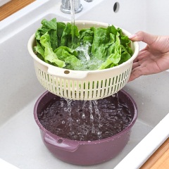6洗菜盆沥水篮客厅厨房创意多功能家用果盘双层塑料洗菜篮子水果篮
