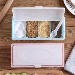 6调味盒塑料调味罐套装厨房家用翻盖味精盐罐方形多格调料罐调料盒