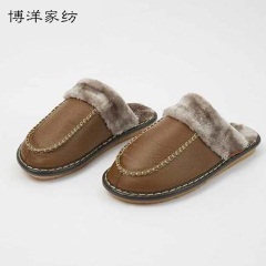博洋保暖男士毛毛棉鞋秋冬季带跟毛绒拖鞋女室内家居家用棉拖鞋男