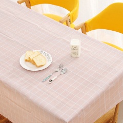 1北欧餐桌布防水防烫防油免洗塑料桌布格子台布茶几布PVC盖布桌垫