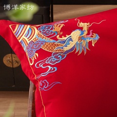 博洋家纺结婚四件套婚庆床上用品大红红色全棉纯棉新婚婚房喜被