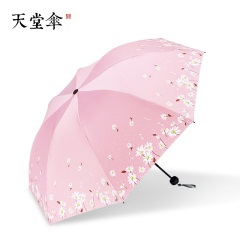天堂伞黑胶防晒太阳伞小巧小清新时尚遮阳伞男女士防紫外线晴雨伞