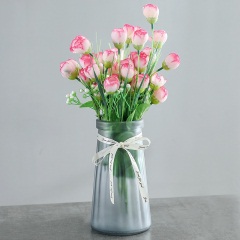 6A磨砂花瓶欧式彩色玻璃透明客厅摆件插花水培富贵竹鲜花干花装饰