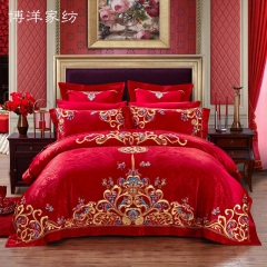 博洋家纺结婚四件套百子图婚庆床上用品四件套婚房婚床红色六件套