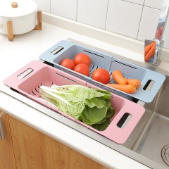 6塑料洗菜盆淘菜盆可伸缩长方形沥水篮水果盘家用厨房水槽洗碗收纳