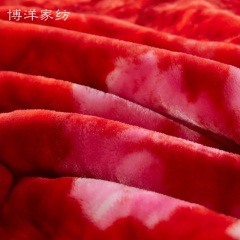 博洋家纺拉舍尔毛绒毯结婚庆大红色双层盖毯双人毯子冬季加厚保暖