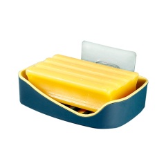1肥皂盒吸盘壁挂创意免打孔香皂盒双层沥水盒卫生间置物架浴室皂盒