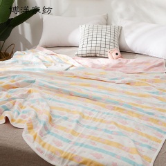 博洋毛巾被纯棉薄款夏季单人双人纱布条纹被子夏天午睡空调盖毯