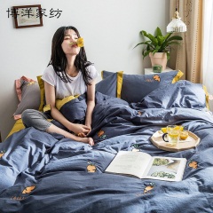 博洋家纺水洗棉床笠四件套全棉纯棉被套床单网红款春夏床上用品
