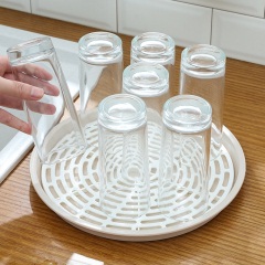 6多功能双层沥水盘塑料圆形置物架创意家用厨房水果沥水托盘茶盘