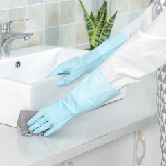 1防水家务手套厨房清洁耐用加长胶皮手套家用洗衣洗碗薄款橡胶手套
