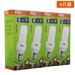 佛山照明（FSL）节能灯泡灯管大螺口小灯泡日光灯T4-2U-11W-E27白光6500K3只装Ep16