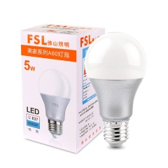 佛山照明（FSL）LED灯泡节能球泡5W螺旋口E27炫银日光色6500KEp16